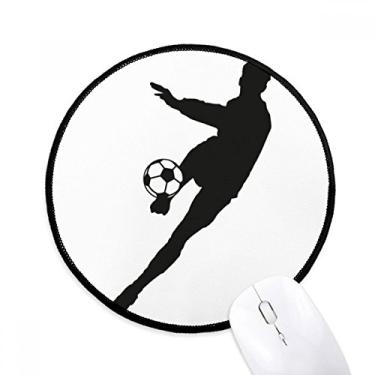 Imagem de DIYthinker Tapete de mouse de contorno de futebol esportivo desktop escritório tapete redondo para computador