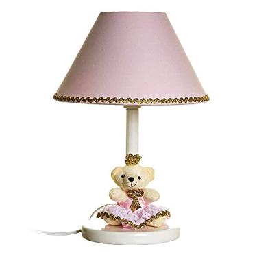 Imagem de Potinho de Mel Abajur De Madeira Ursinha Princesa Quarto Bebê Infantil Menina Rosa