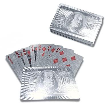 Imagem de Baralho Dólar Prata Brilho Luxo Poker Cartas Truco Jogos