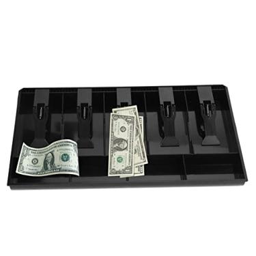 Imagem de Bandeja de dinheiro, bandeja removível de cinco grades, caixa segura para guardar moedas (preta), fácil de inserir e remover