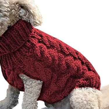 Imagem de Suéter de tricô para cães XINJIA, roupas de inverno para animais de estimação, casaco de gola alta para filhotes e gatos