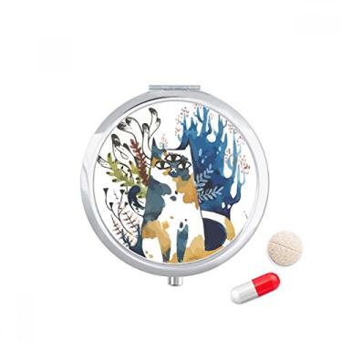 Imagem de Caixa de comprimidos de animais em aquarela de gato com três olhos para guardar remédios