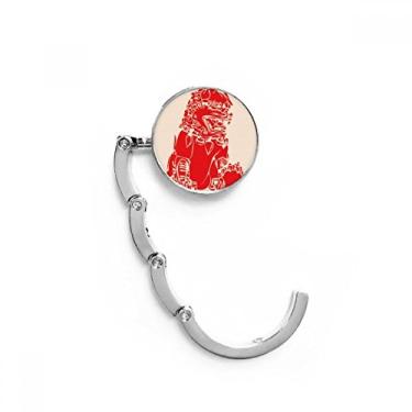 Imagem de Gancho de mesa de patriotismo com corte de leão vermelho chinês, gancho dobrável decorativo