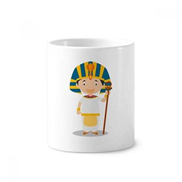 Imagem de Chapéu amarelo Egito desenho animado escova de dentes caneca, suporte de cerâmica, copo lápis
