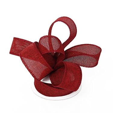 Imagem de Burlap Ribbon Perfect for Wedding Home Decoration Gift Wrap Bows Made Handmade Art Crafts 3.8cm X 10 Yard Spool (Wine Red)