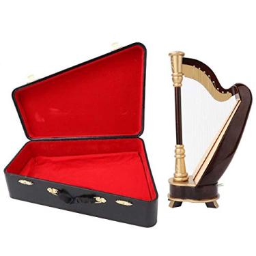 Imagem de OKJHFD Modelo De Harpa De Madeira Em Miniatura De 25 Cm Modelo De Instrumento Musical Presentes Musicais Enfeites De Decoração Para Casa Para Escritório Doméstico Decoração De Instrumento Musical Com