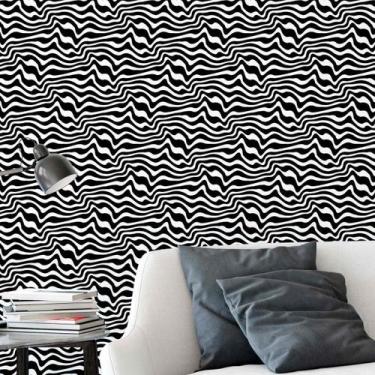 Imagem de Papel De Parede Adesivo Abstrato Preto E Branco Zebra 10M - Deliquadro