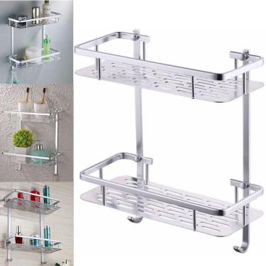 Imagem de Suporte Organizador Porta Shampoo Condicionador Sabonete Prateleira Dupla Box Banheiro Aluminio