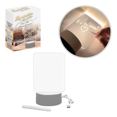 Imagem de Generic Luminária de Mesa com Tela para Escrever Mensagem - LED 3D Decoração