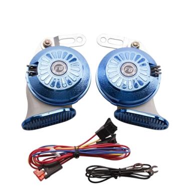 Imagem de FARBIN Buzina de trem de 24 V para caminhão super barulhento, variável 3 modos de som buzina 130db com kit de fiação para caminhão, trem, ônibus, caminhonete (azul, 24V)