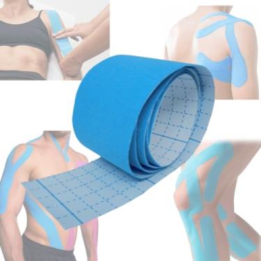 Imagem de Fita Kinesiotape Reduz Inchaço Dor Fadiga Muscular Recupera Músculos Articulações Ajuda Na prevenção De Lesões Câimbras 5cm x 3 Metros Azul