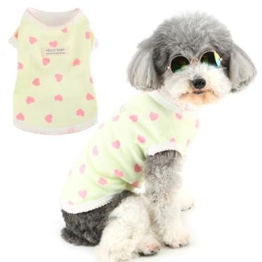 Imagem de Zunea Camisetas de verão para cães pequenos, colete respirável macio para filhotes, meninas, estampas de amor, sem mangas, roupas chihuahua, camiseta básica, regata para animais de estimação, Yorkie,