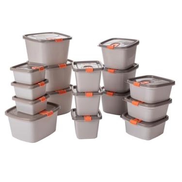 Imagem de Plasútil Kit 16 Potes de Plástico Tampa Fixa e Trava Não Perde a Tampa