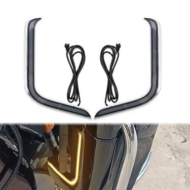 Imagem de HDBUBALUS Luz de Carenagem Inferior de Motocicleta Luzes de LED de Direção Apto Para Harley Touring Street Glide Road Glide Electra Glide FLHTK FLTRU 2006-2013 (Cor: Lente Fumê Cromada)
