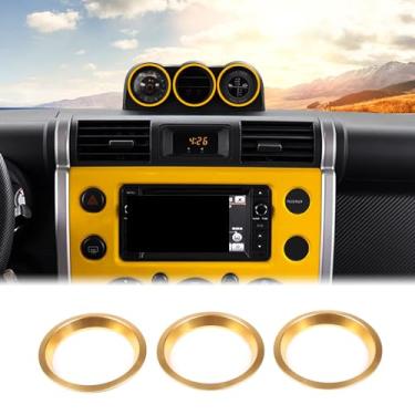 Imagem de Aunginsy Tampa decorativa do anel do painel do console central do carro compatível com Toyota FJ Cruiser 2007-2024 carro liga de alumínio relógio cronômetro bússola anel guarnição acessórios