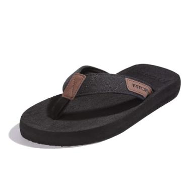 Imagem de Chinelo masculino Fitory, sandálias de dedo confortáveis para praia, Preto, 10