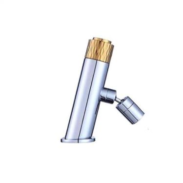 Imagem de Torneira de lavatório Torneira de banheiro, design de botão de pressão torneiras de lavatório de bico flexível, torneira misturadora de pia de embarcação, montada no deck (cor: ouro cromado)