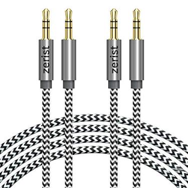 Imagem de Cabo de extensão de áudio estéreo de 3,5 mm macho para macho nylon trançado Zerist cabo AUX livre de emaranhados para fones de ouvido, iPods, iPhones, iPads, estéreos domésticos/ar e mais, Preto, 2pack-10ft/3m