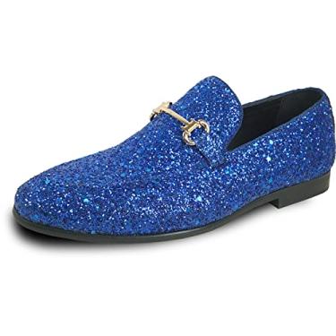 Imagem de bravo! Sapato social masculino para formatura, mocassim com cadarço, oxford, bico metálico, glitter, para casamento, baile, preto, azul, verde, dourado, rosa, estanho, roxo, prata, vermelho, Azul, 44