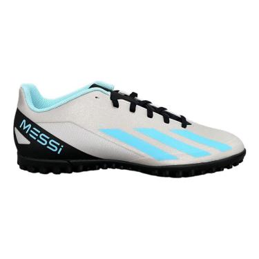 Imagem de Chuteira Society Adidas X Crazyfast MESSI.4 TF Prata + Azul-Unissex