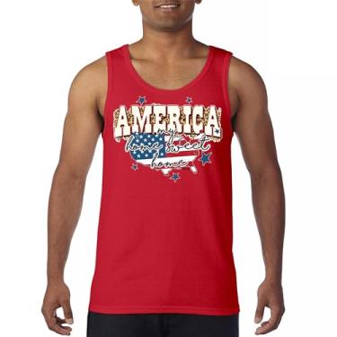 Imagem de Camiseta regata masculina America My Home Sweet Home 4th of July Stars and Stripes Pride American Dream Patriotic USA Flag, Vermelho, G