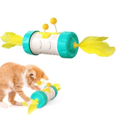 Imagem de Brinquedos para gatos, brinquedo interativo automático 2 em 1 para gatos internos, exercícios para gatinhos, penas reais, cauda de silicone,/455