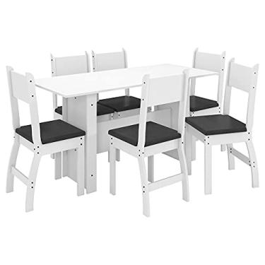 Imagem de Conjunto de Mesa e 6 cadeiras para Sala de Jantar Milano-poliman - Branco/Preto