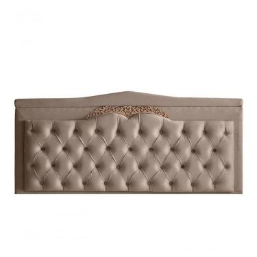 Imagem de Cabeceira De Cama Box Painel Helena Casal 140 Cm Retro Capitonê Botão Encapados Suede Capuccino Eli Móveis