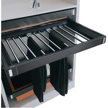 Imagem de Prateleira para calças de guarda-roupa 45-120 cm, calças extensíveis para pendurar haste ajustável sistema de armazenamento de armário - preto (tamanho: (45-60) × 50 cm) decoração