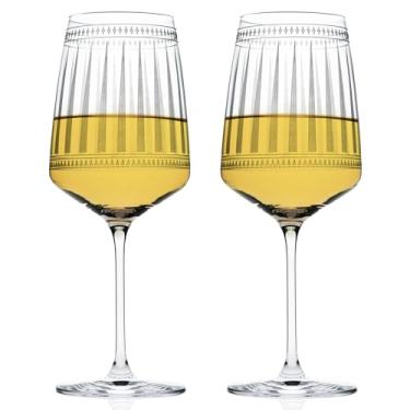 Imagem de Caskata Conjunto de 2 taças de vinho branco Marrakech | Copos de cristal premium artesanais feitos à mão sem chumbo para vinhos brancos | Conjunto exclusivo de utensílios para bebidas para casamento