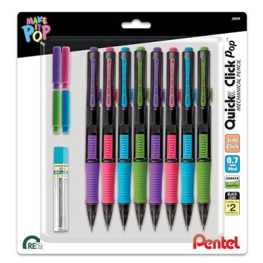 Imagem de Pentel Lapiseira Pop Quick Click (0,7 mm), inclui refil de grafite e borrachas, pacote com 8 lápis (PD217LEBP8)