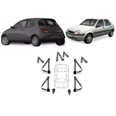 Imagem de Kit cinto de segurança COMPLETO para FORD FIESTA + fechos - HCML, Cinz