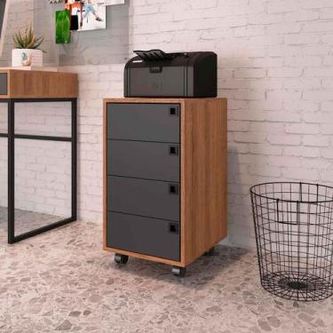 Imagem de Gaveteiro Organizador para Escritório com 4 Gavetas e Rodas - Placa e 