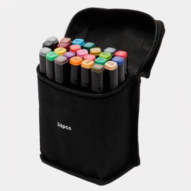 Imagem de Canetinhas Kit 24 Unidades Profissional Estojo Pintura Arco-Íris - BEL
