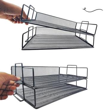 Imagem de Bandeja organizadora empilhavel porta arquivo preto - Markys Store