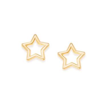 Imagem de Brincos banhado ouro 3x 24k 18k e 22k femininos pequenos estrela romma