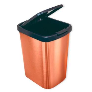Imagem de Lixeira Cesto 9 Litros com Tampa Click Label Bronze Metalizado - ARQPL