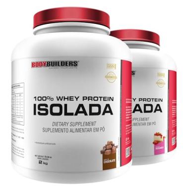 Imagem de Kit 2x Whey Protein 100% Isolada Chocolate e Morango 2kg - Bodybuilders