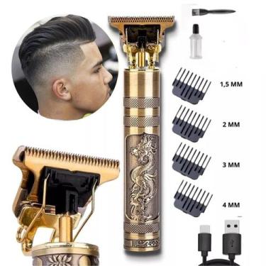Imagem de Maquina Profissional Acabamento Cabelo Barba Sem Fio Recarregável Cor 