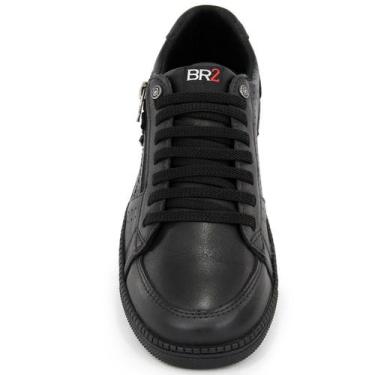 Imagem de Sapatenis Casual Masculino Tenis Em Couro Preto Br2 Footwear, Preto, 4