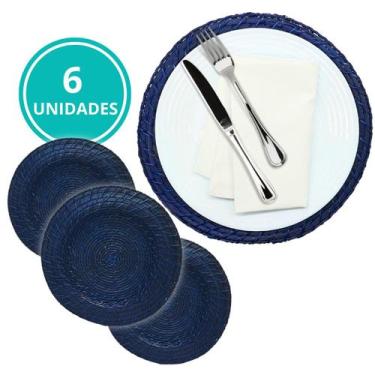 Imagem de Kit 6 Sousplat Redondo Jogo Americano Rattan Bambu Resistente Natural 