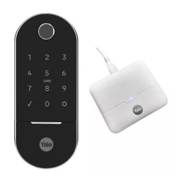 Imagem de Combo Fechadura Lia Digital Embutir Preta e Cromada - YALE 