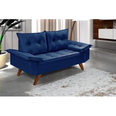 Imagem de Sofa Bariloche 2 Lugares Pés Em Madeira Essencial Estofados, Azul, 3 l