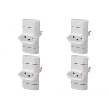 Imagem de Kit C/4 - Pino 3 Saidas 2 Polos+Terra Perlex Branco 345Br