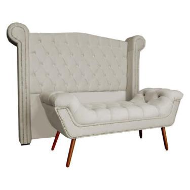 Imagem de Conjunto Sienna Cabeceira e Recamier King 195 Cm Corano Bege - LM DECO