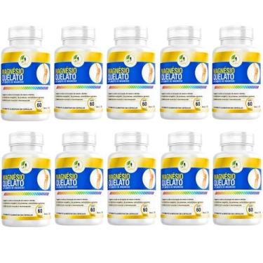Imagem de KIT C/10 Un Magnésio Quelato Mg Puro Premium 260mg 60 Cápsulas - Fits 