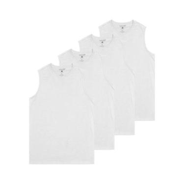 Imagem de Kit com 4 Camisetas Masculina Regata Malwee 1000004421, Branco, GG
