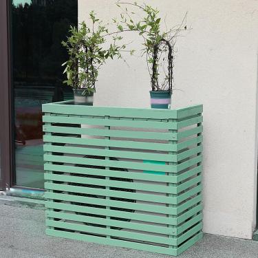 Imagem de Cobertura de ar condicionado de madeira Estrutura de ar condicionado, tampa de ar condicionado de madeira maciça, varanda decorativa de prateleira de flores, anfitrião externo ao ar livre, c