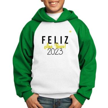 Imagem de Moletom Infantil Feliz Ano Novo 2023 - Foca na Moda, Branco, Verde, 4