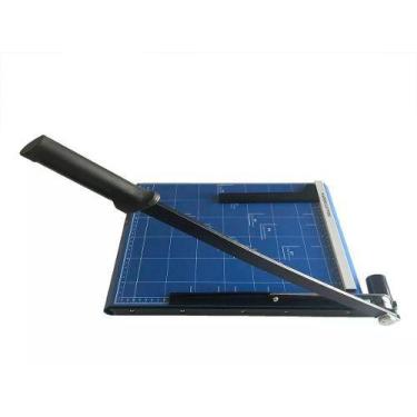 Imagem de Guilhotina Ofício com Margeador Magnético Azul 12 Folhas - Motivate